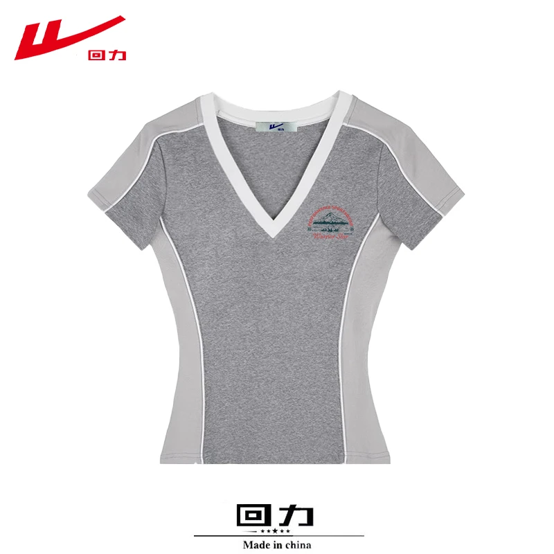 回力夏季夏装棉短袖T恤女生修身短款松弛感潮流新款辣妹多巴胺