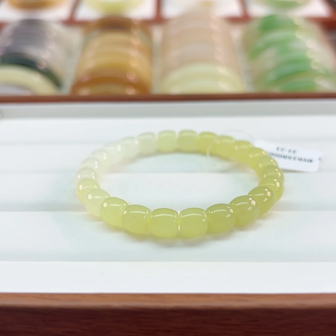 和田玉未镶嵌手串渐变黄口 卡8直切