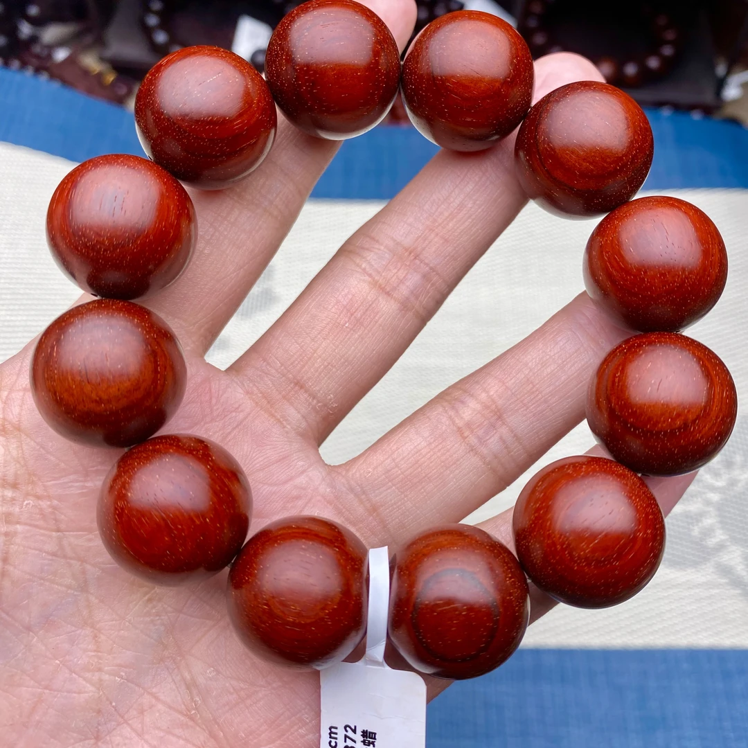 原汁原味2.0cm泥料5星+鳞底鸡血红金星小叶紫檀檀香紫檀文玩手串