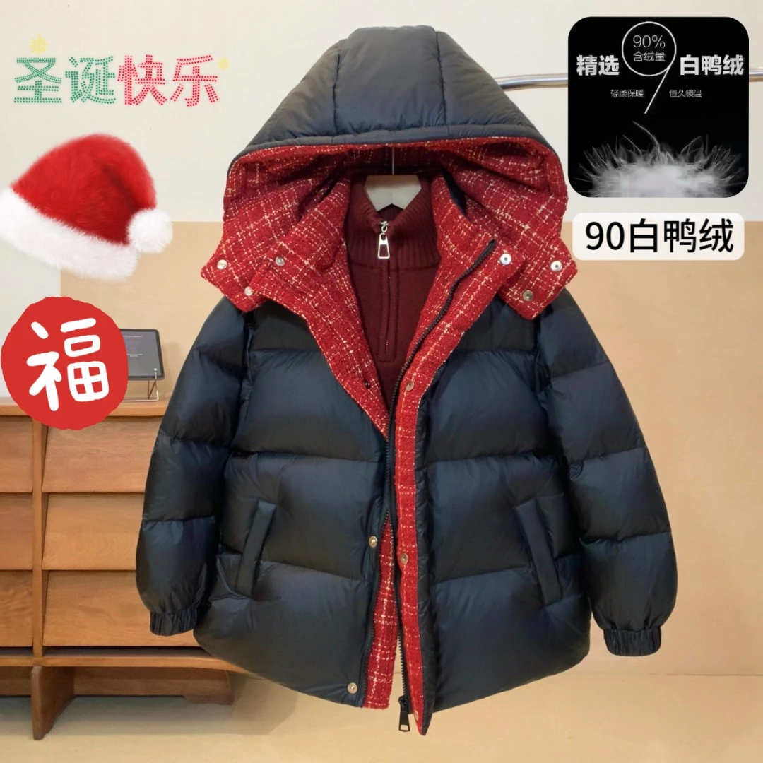 【现货】加厚90白鸭绒连帽羽绒服亲子中大童男童加厚羽绒服YG7172