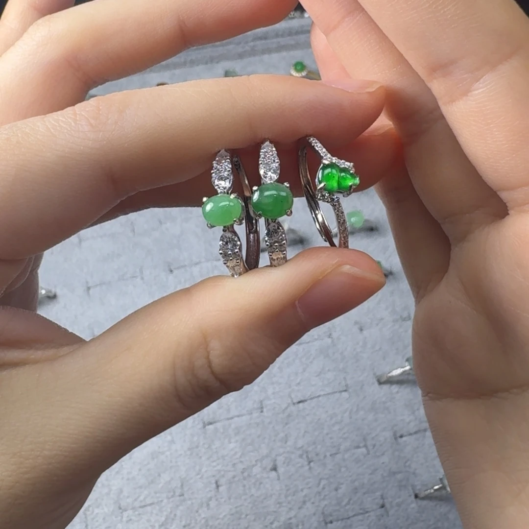 翡翠银S925镶嵌戒指