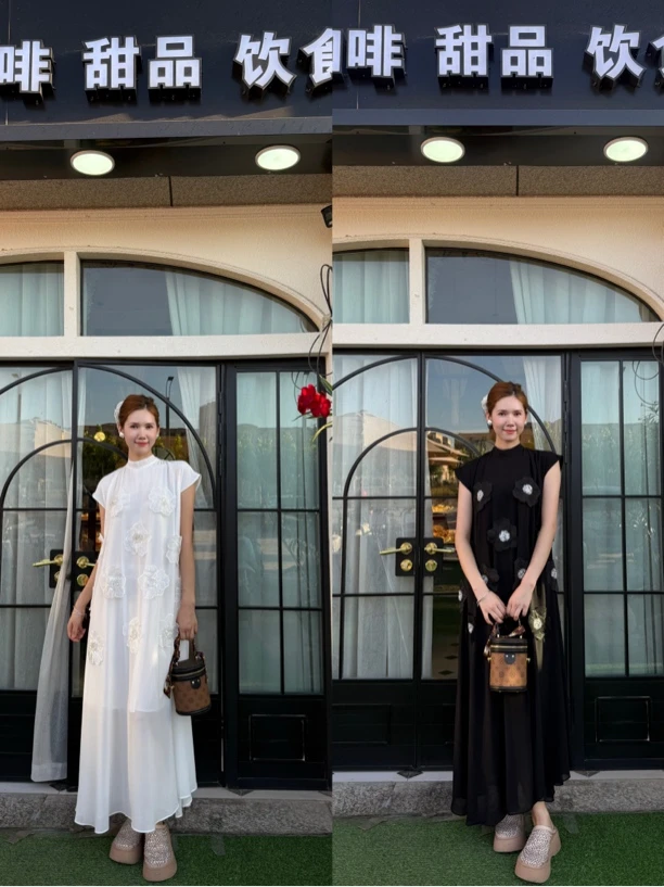 新款法式重工立体花朵钉珠设计感夏季女士连衣裙气质显瘦