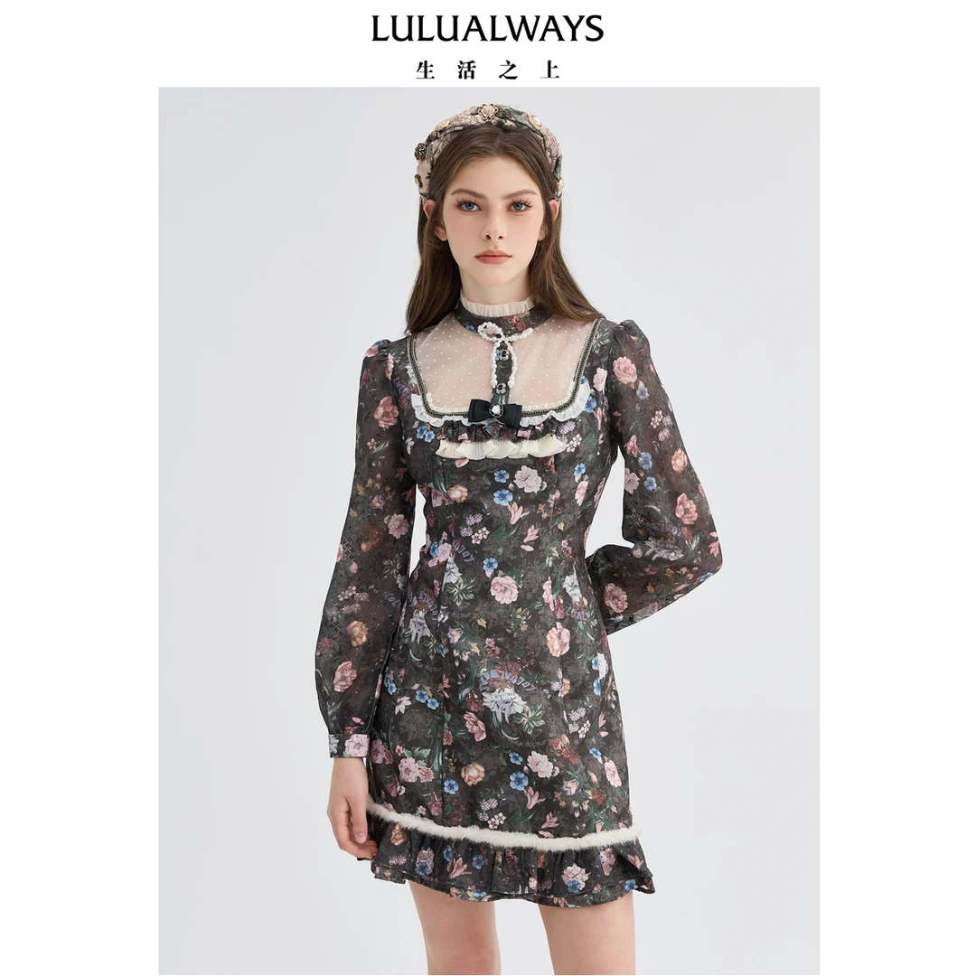 新款法式提花短款连衣裙