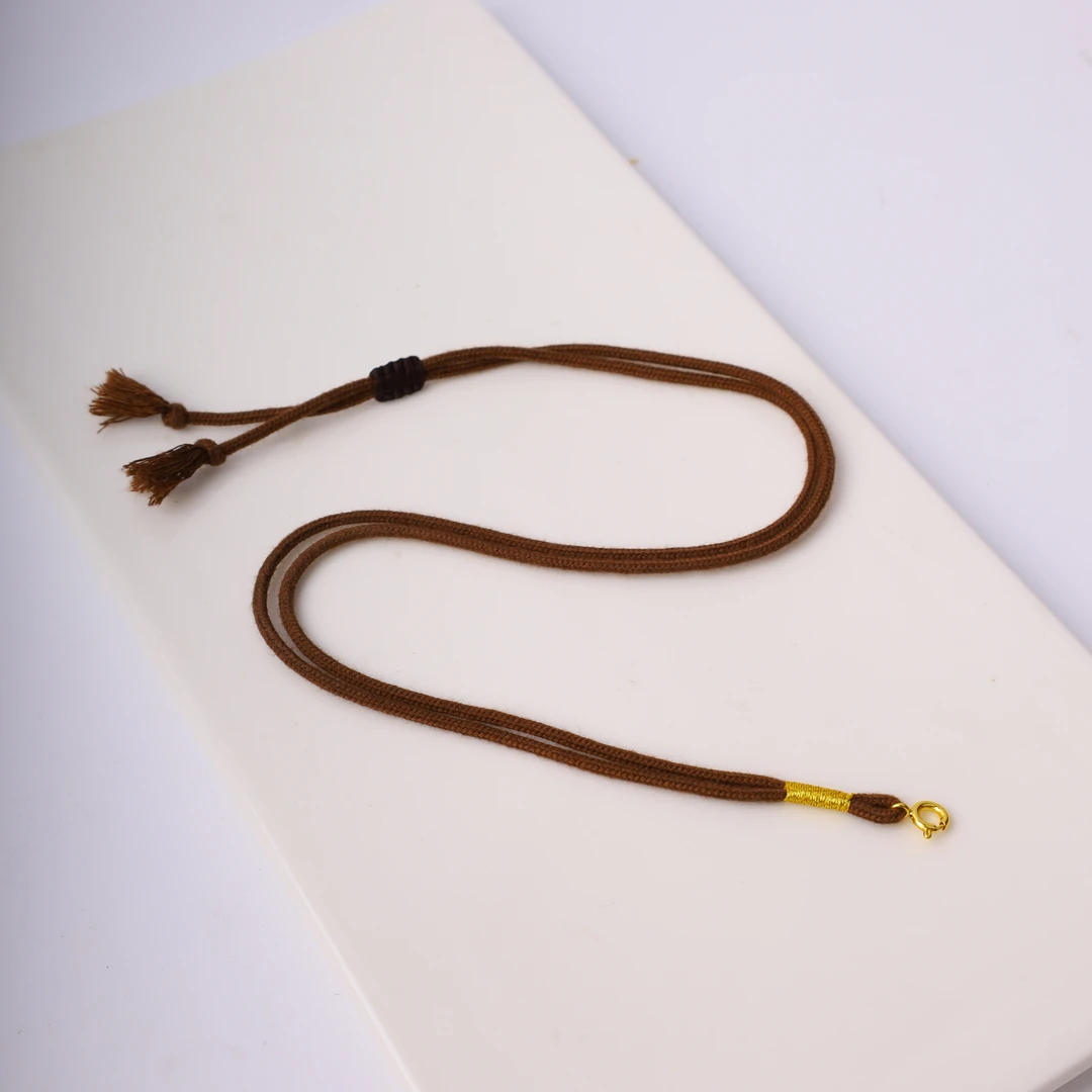 吊坠925银 【心如珠宝赐福】银饰 棕色素绳万能链 JY191635820