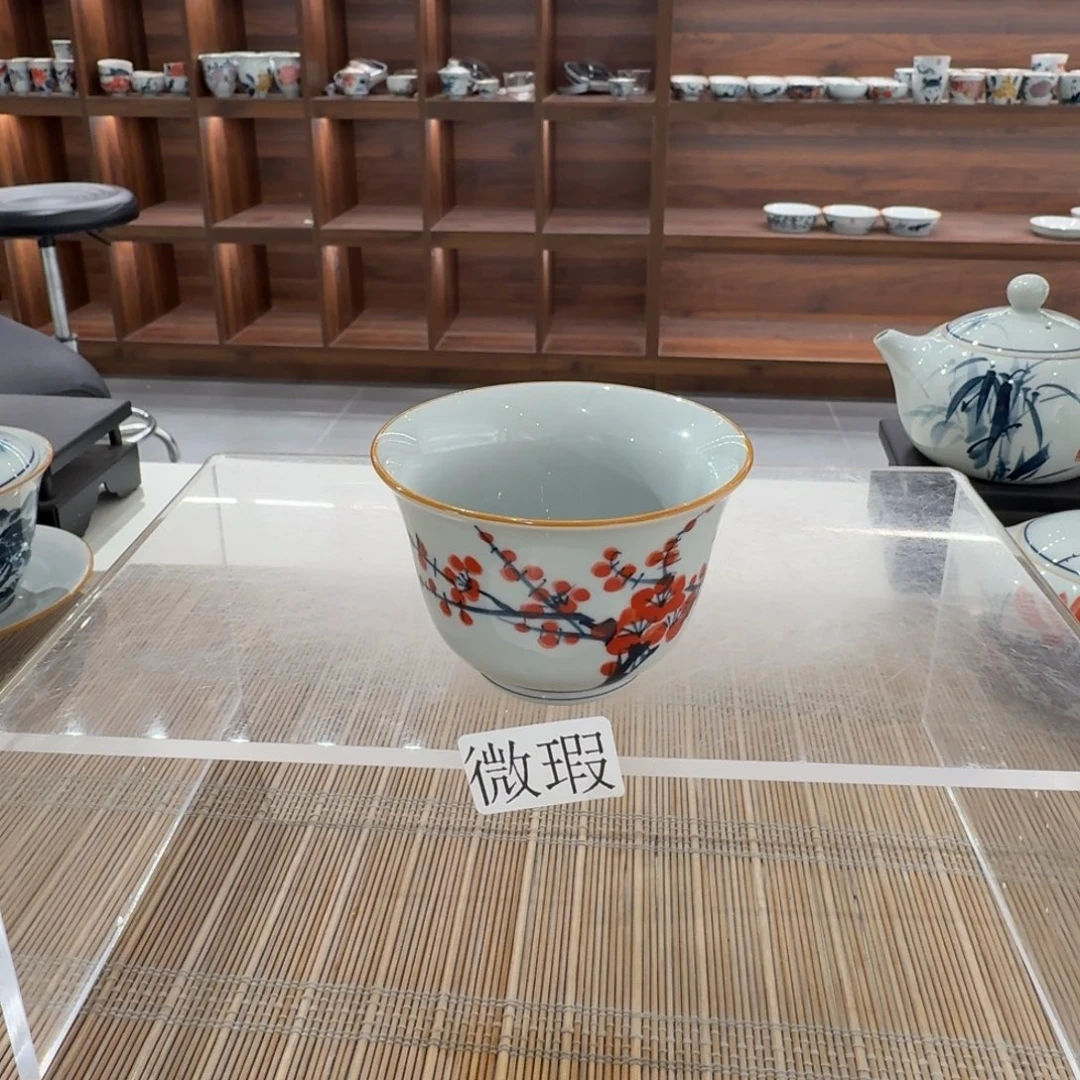 釉下手绘茶具微瑕
