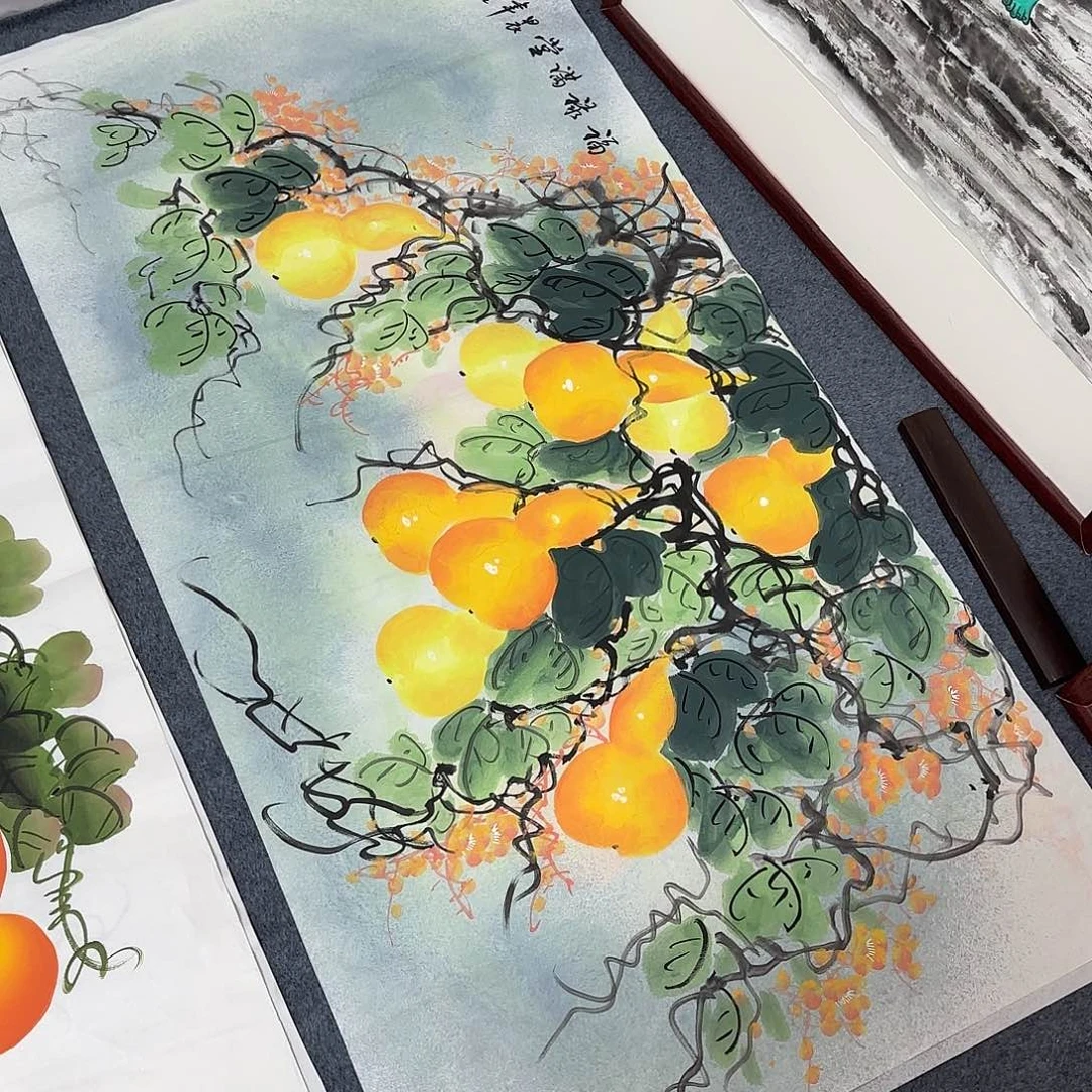 国画尺寸70X138手绘作品