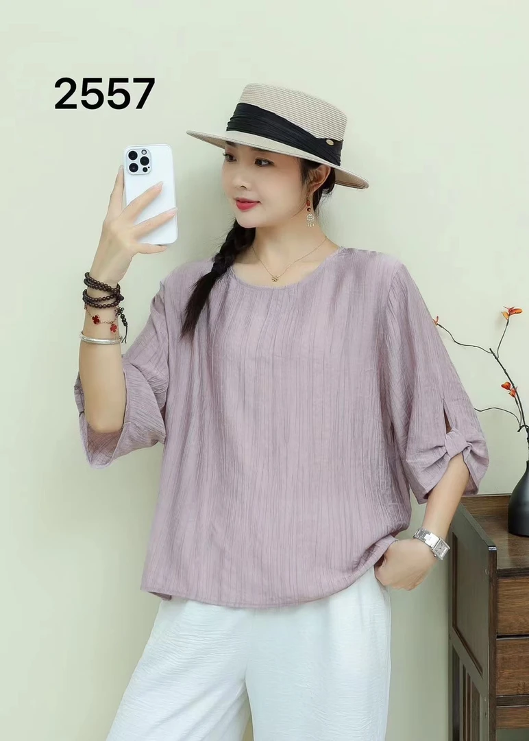 学院风五分袖螺纹耐磨圆领T恤春夏七分袖显瘦宽松