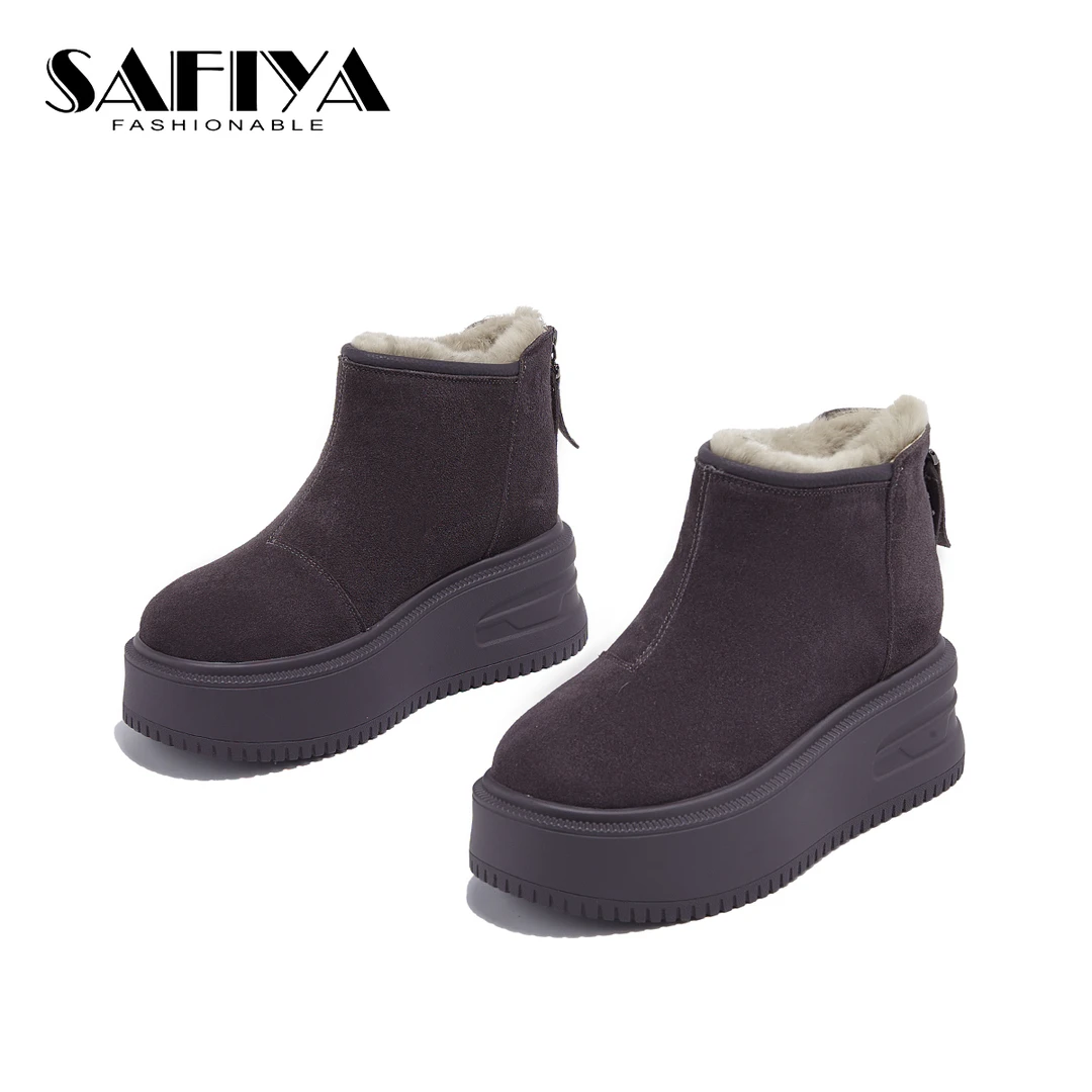 索菲娅Safiya2025冬季新款雪地靴保暖抗寒厚底增高女鞋SFD4118C16
