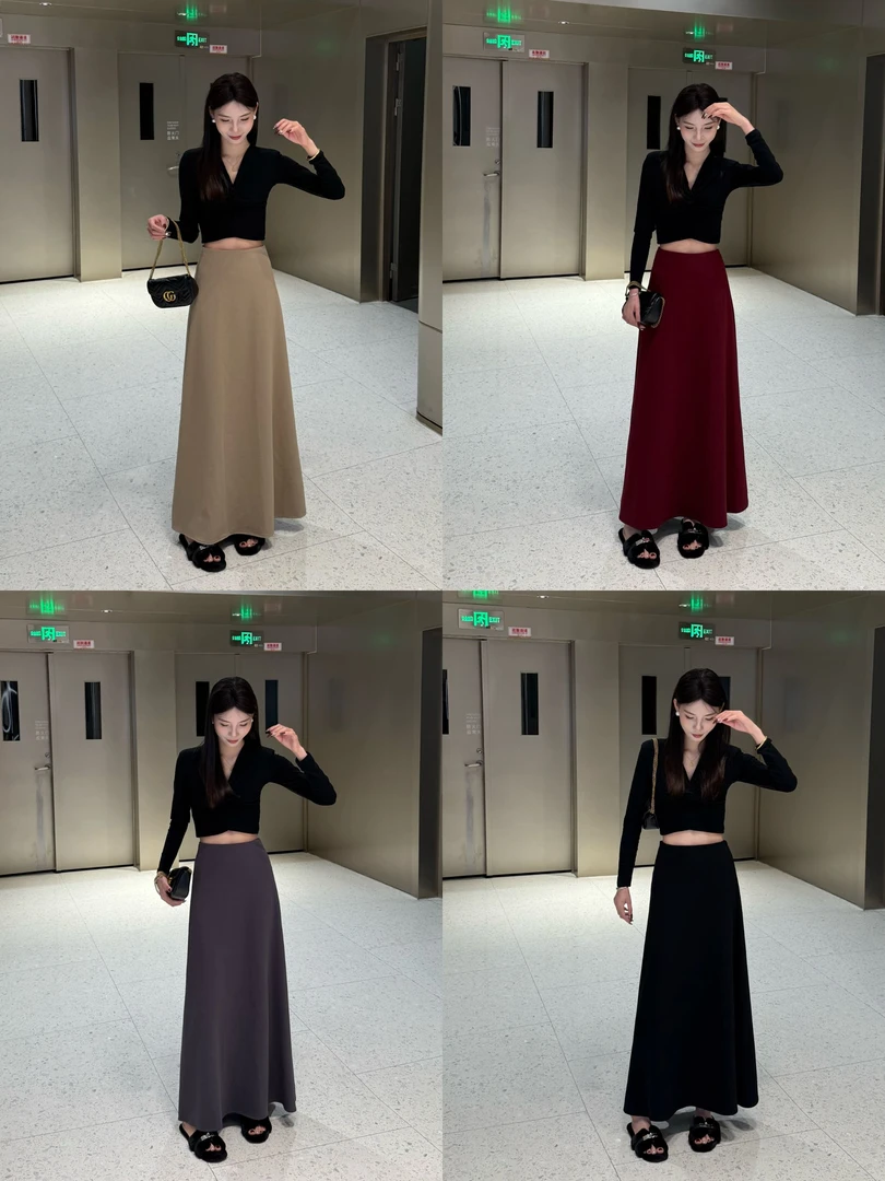 【大智】春季新款气质百搭显瘦高腰A版松紧腰半身长裙