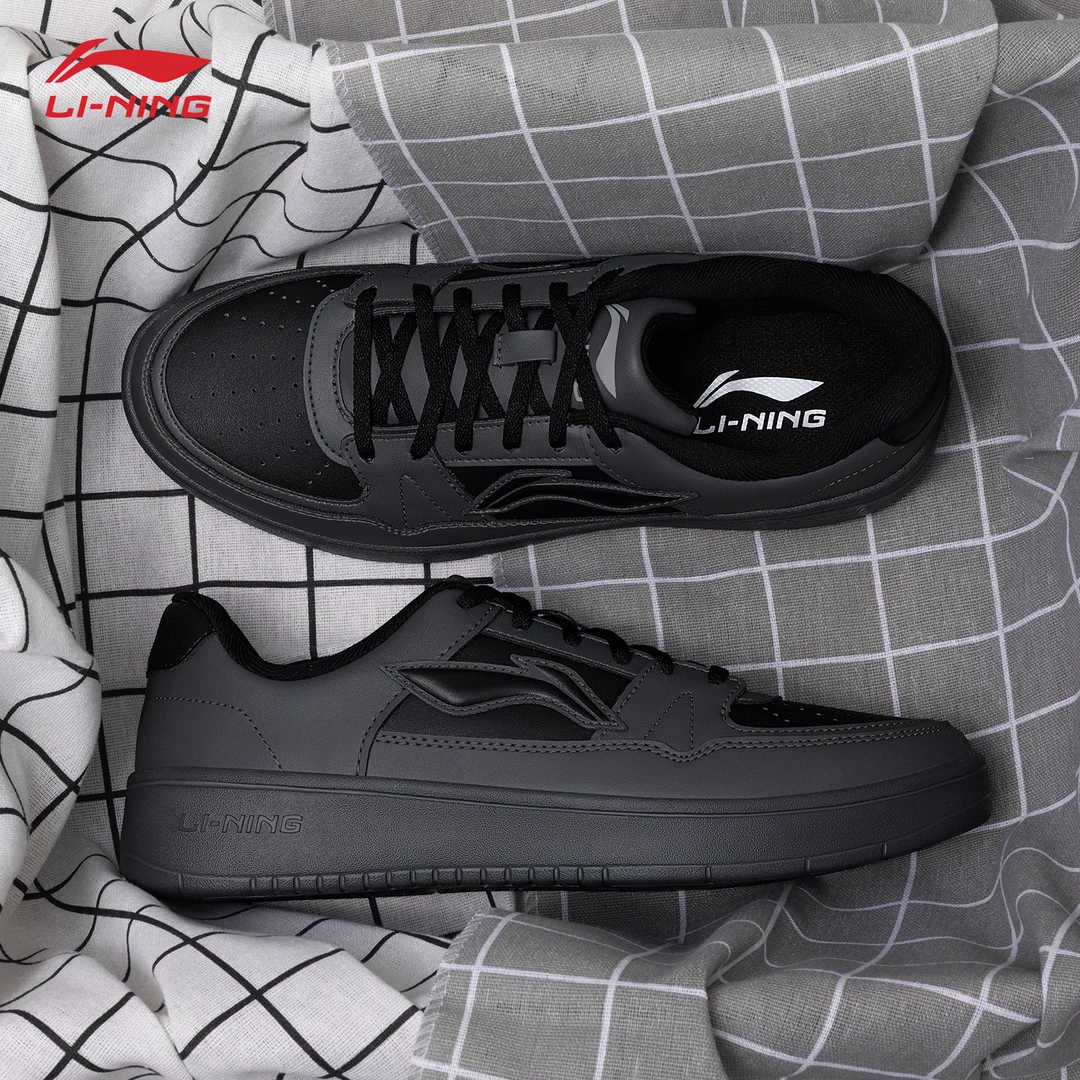 李宁月临板鞋男款2025新品百搭透气轻便运动鞋黑武士空军一号男鞋