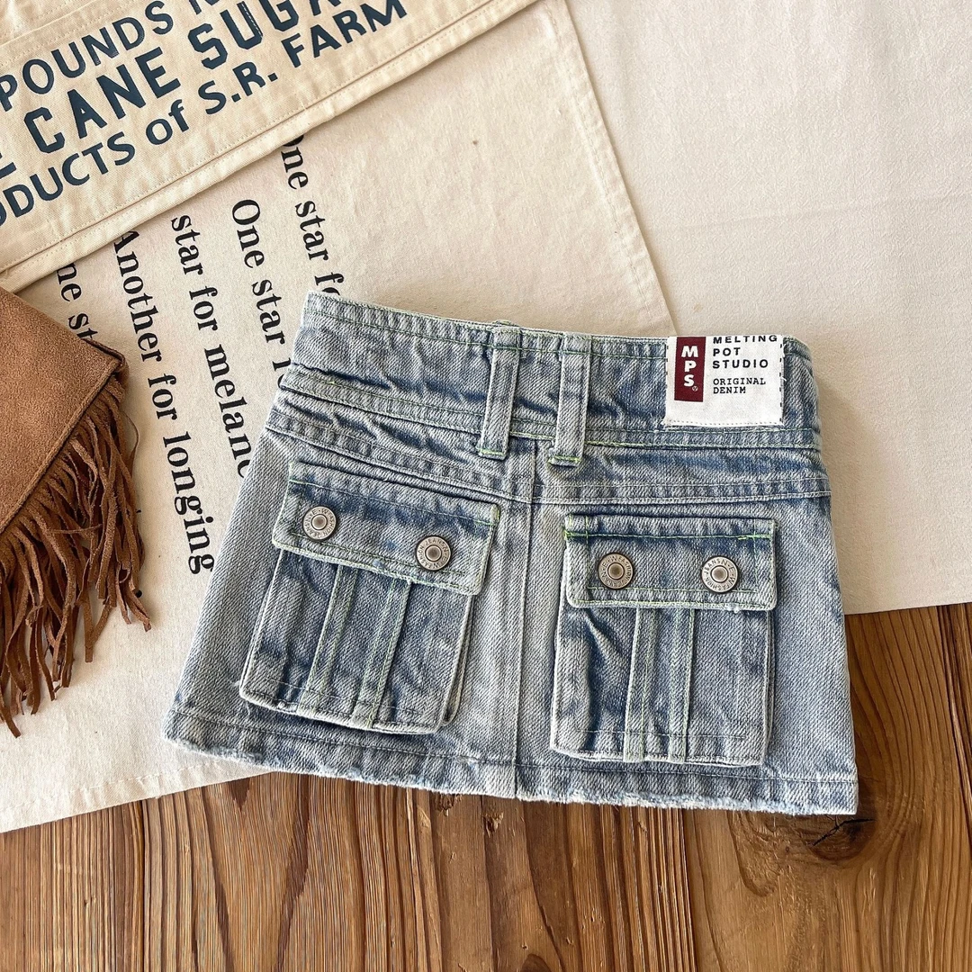 【工厂清仓】日系中古小众童装女童包裙辣妹牛仔短裙