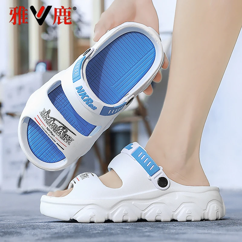 雅鹿凉鞋男士夏季多巴胺厚底踩屎感拖鞋外穿运动开车两用沙滩凉拖