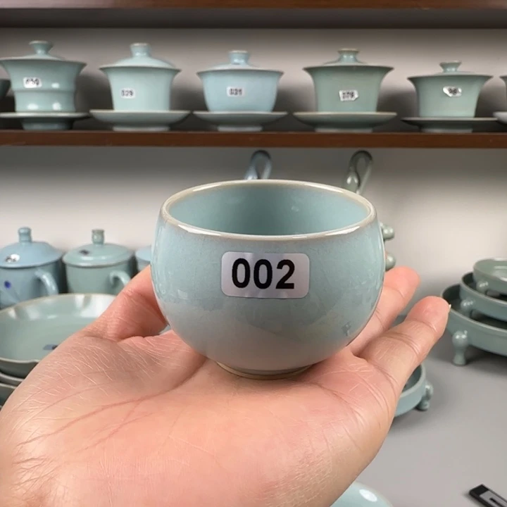 瓷片汝瓷龙旦杯圈足烧天青釉开播福利