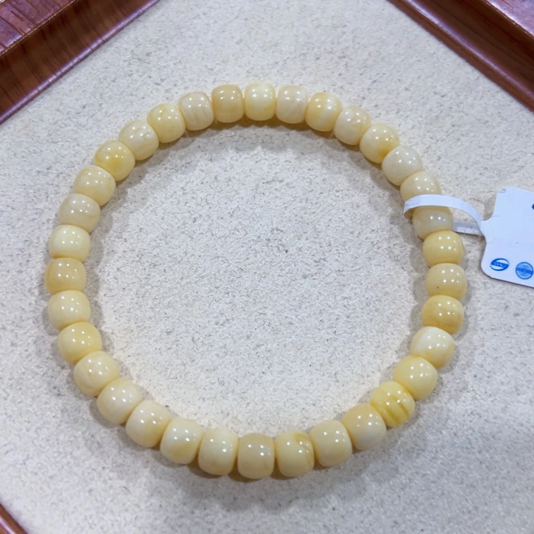 蜜蜡未镶嵌手链6.5m浓蜡妖花