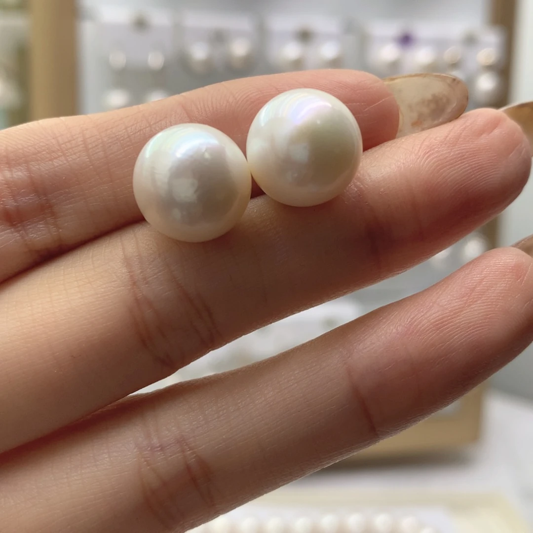 耳饰银S925镶嵌淡水珍珠