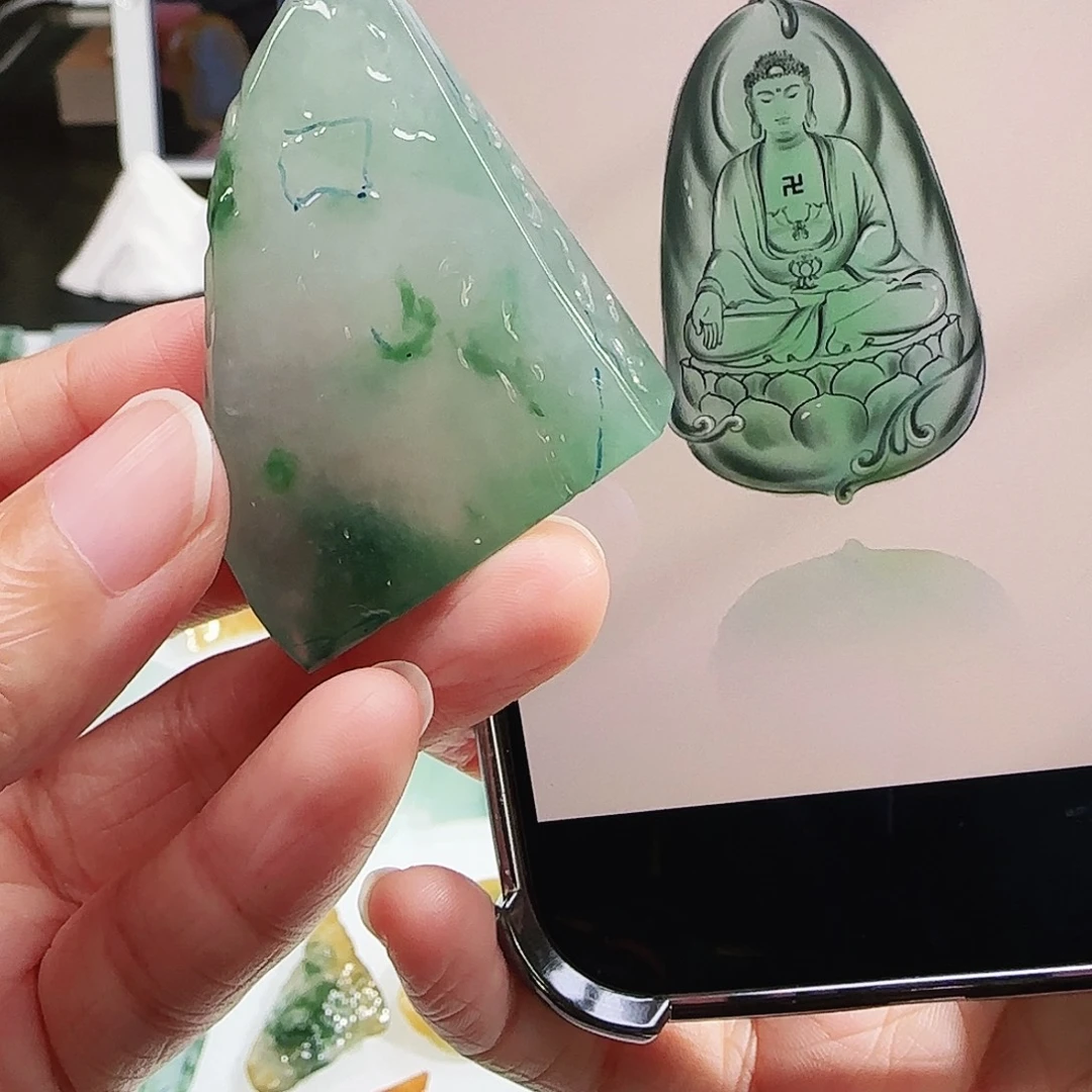 定制翡翠未镶嵌缅甸翡翠挂件