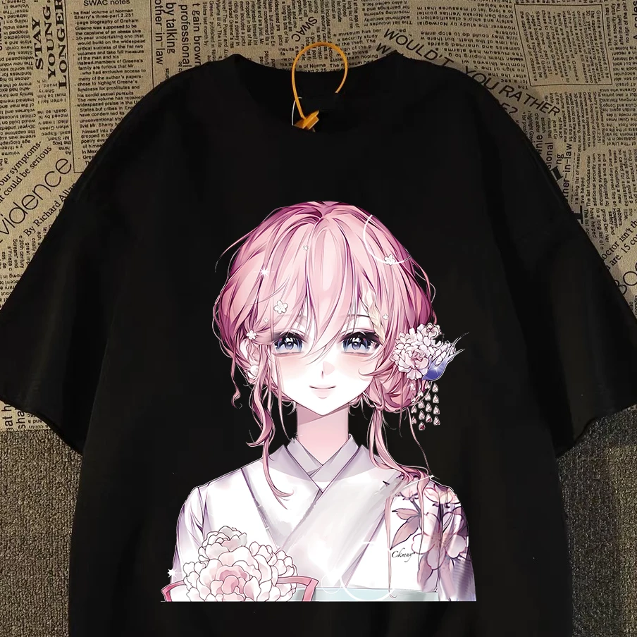 100%重磅纯棉短袖T恤男女同款夏日系甜酷女孩宽松男装半袖上衣ZN1