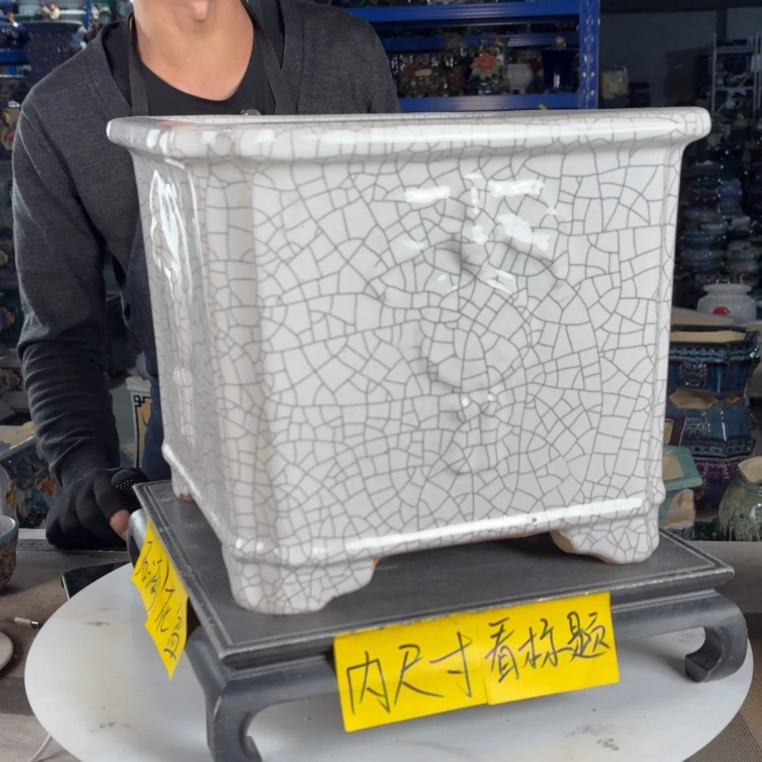 一风堂石湾花盆 内25*22盆口不正微瑕