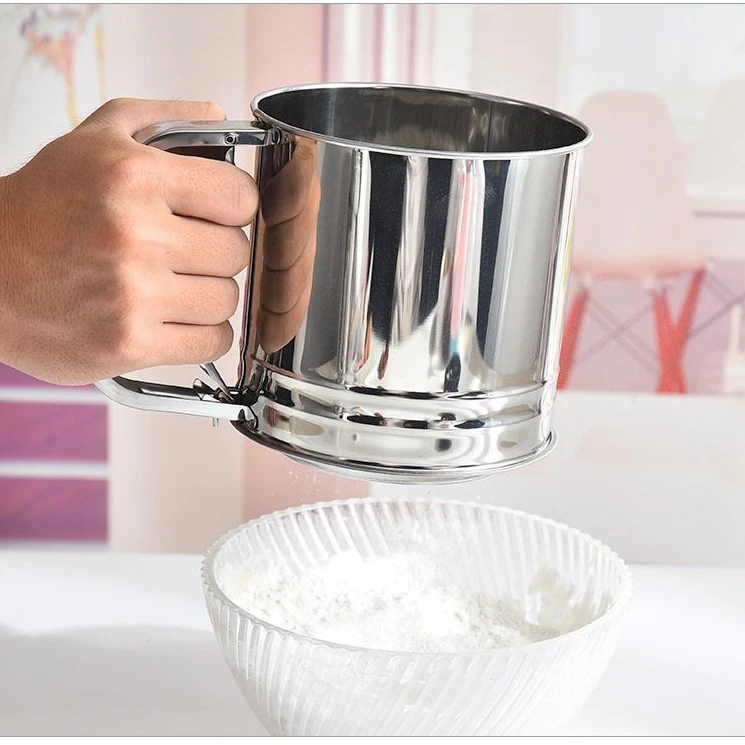 不锈钢手压式筛面粉糖粉筛
