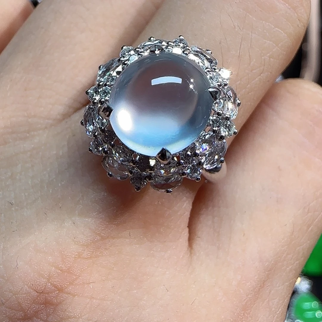 翡翠戒指18K金镶嵌戒指