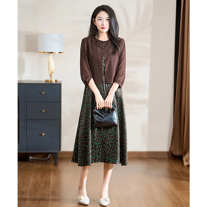 迪欧芙2025春季上新轻奢高级高贵显瘦两件套连衣裙#CLQ87729