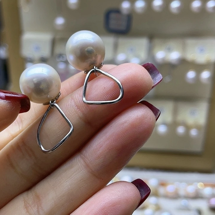 淡水珍珠耳饰银S925镶嵌