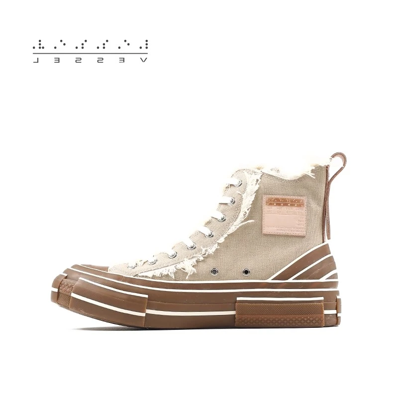 XVESSEL【权志龙同款】秋季高帮帆布鞋女时尚百搭厚底增高休闲鞋