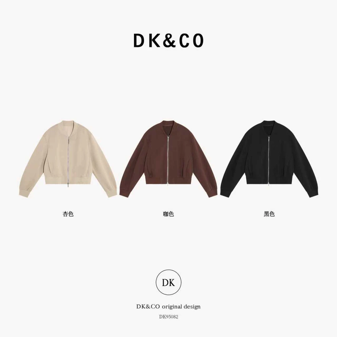 【QiQiAtelier】#95082# 棒球领宽松显瘦休闲百搭短款夹克