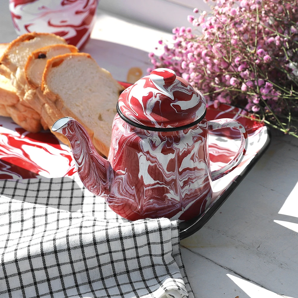 森得源流体系列搪瓷盘冷水壶花瓶水果盘零食罐搪瓷碗茶壶泡面碗