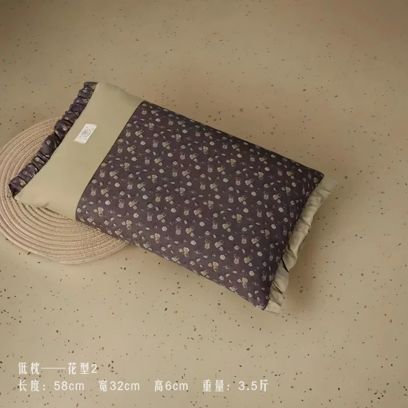 棉枕小碎花荞麦枕成人学生护颈椎小清新复古女士花边枕芯