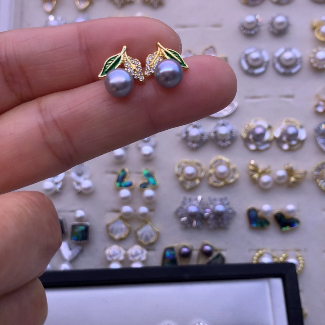 合金淡水珍珠耳饰