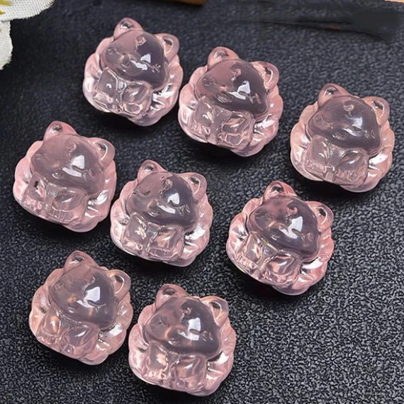 天然粉晶九尾狐吊坠女款粉水晶狐狸项坠时尚项链挂件饰品礼物