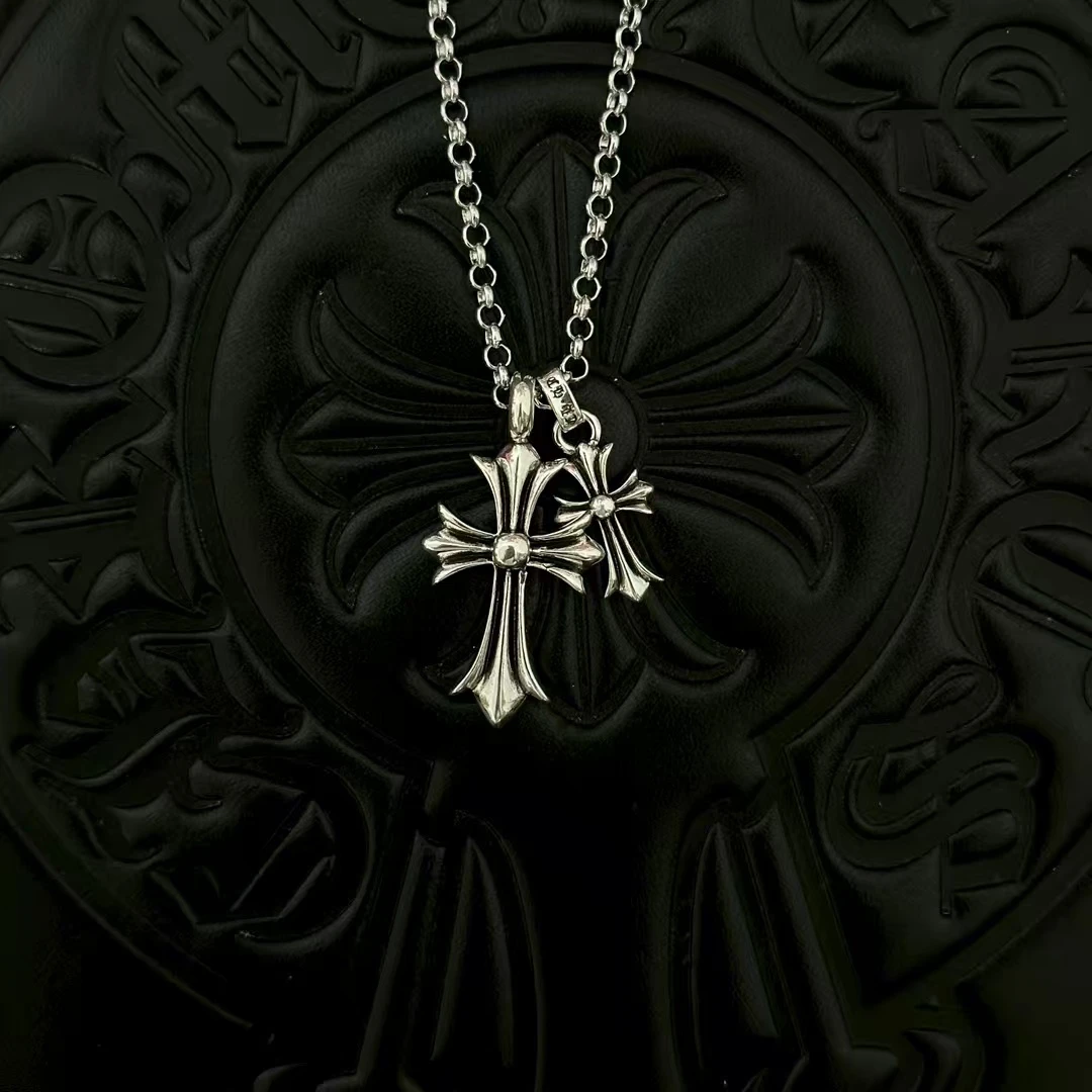 铜吊坠 复古做旧双十字架吊坠