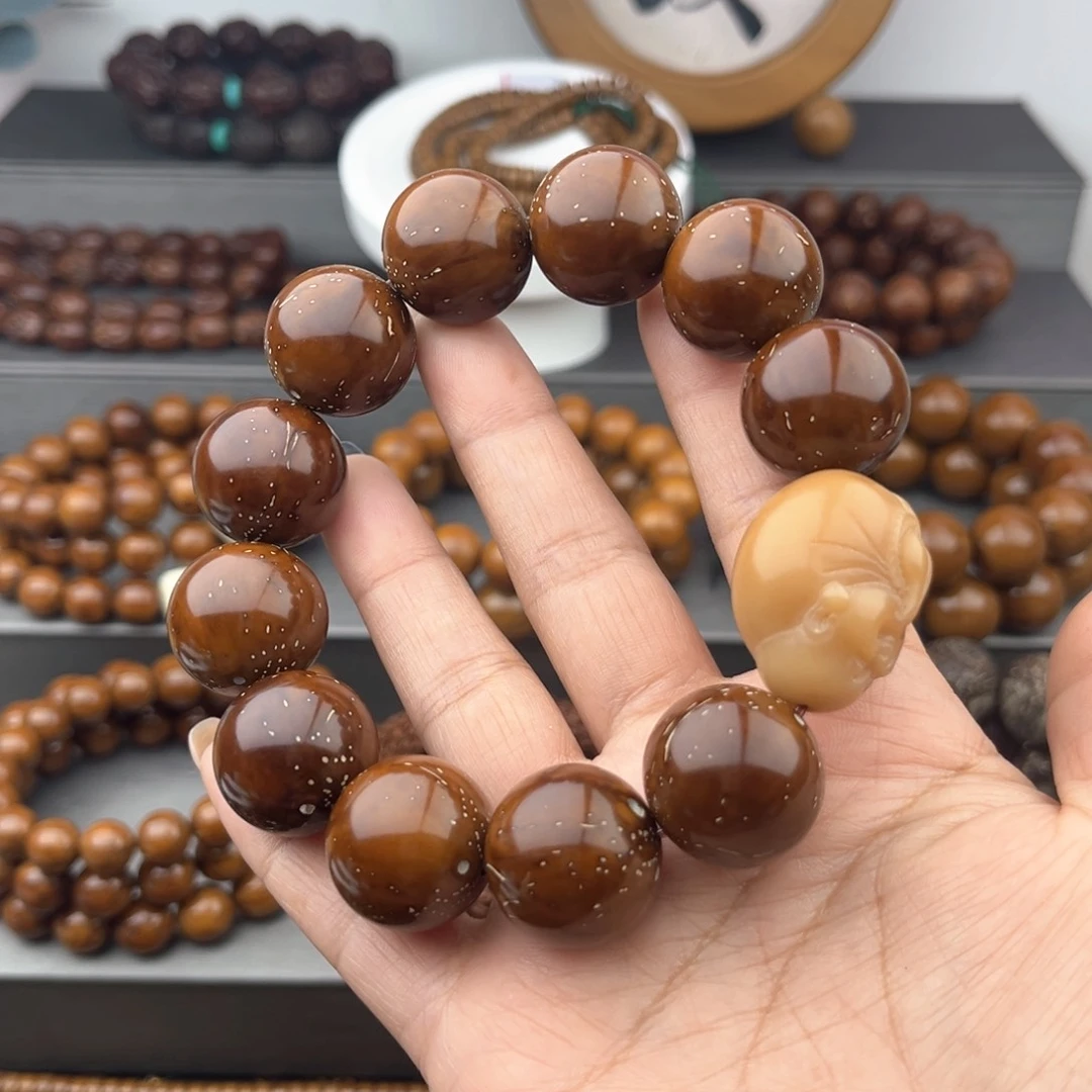 紫金鼠手串文****武半实心光珠20满天星款