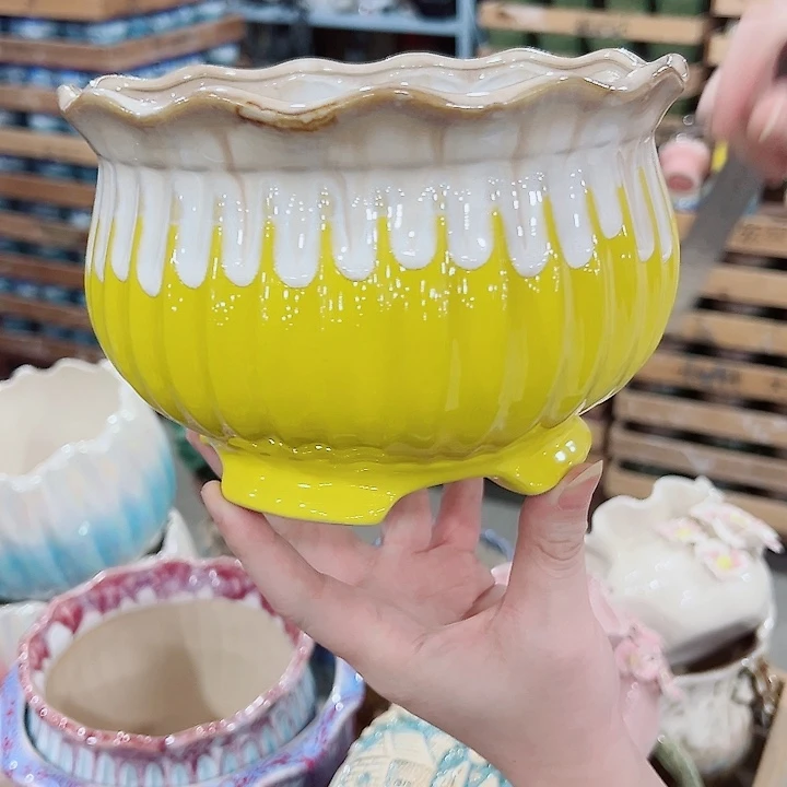 有孔，凑单福利满10元发货陶瓷多肉花盆！