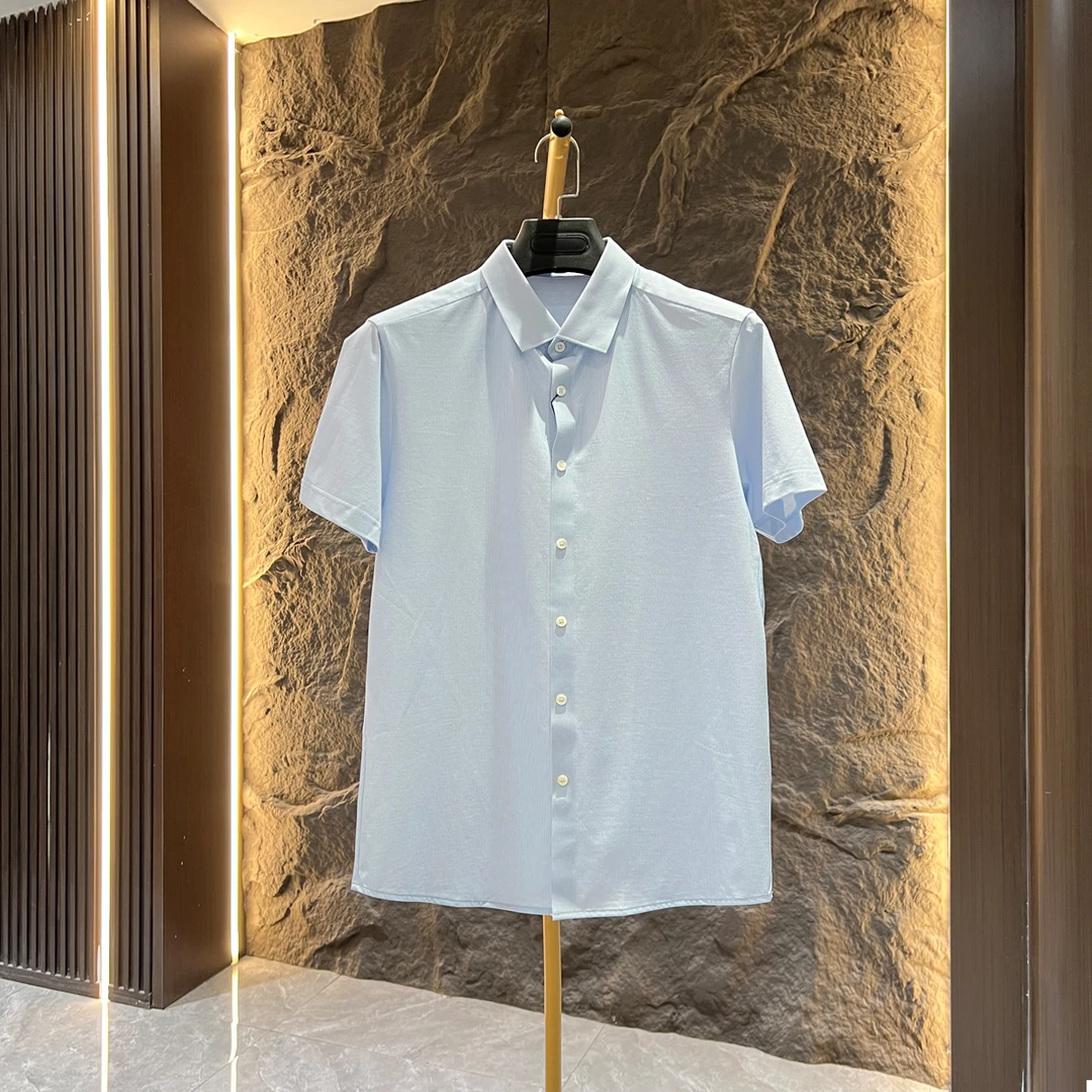 劲家男士夏季薄款短袖丝光棉衬衫2349