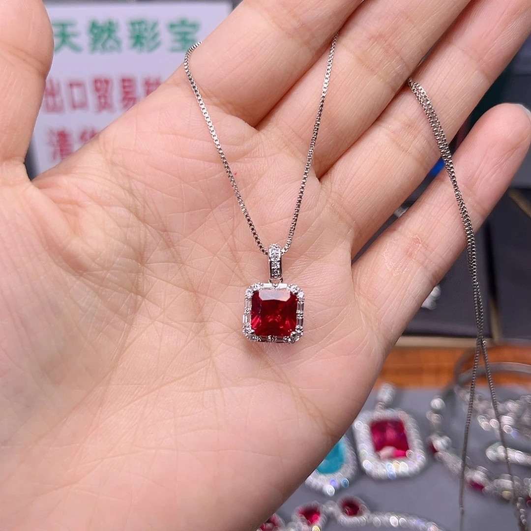 银S925镶嵌颈饰红宝石c 111