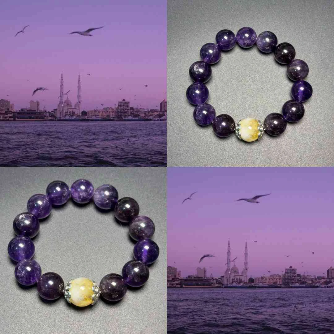 【紫塔听潮】小火山乌拉圭紫水diy手串