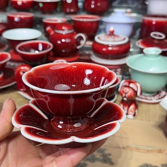 景德镇陶瓷红马坊套组