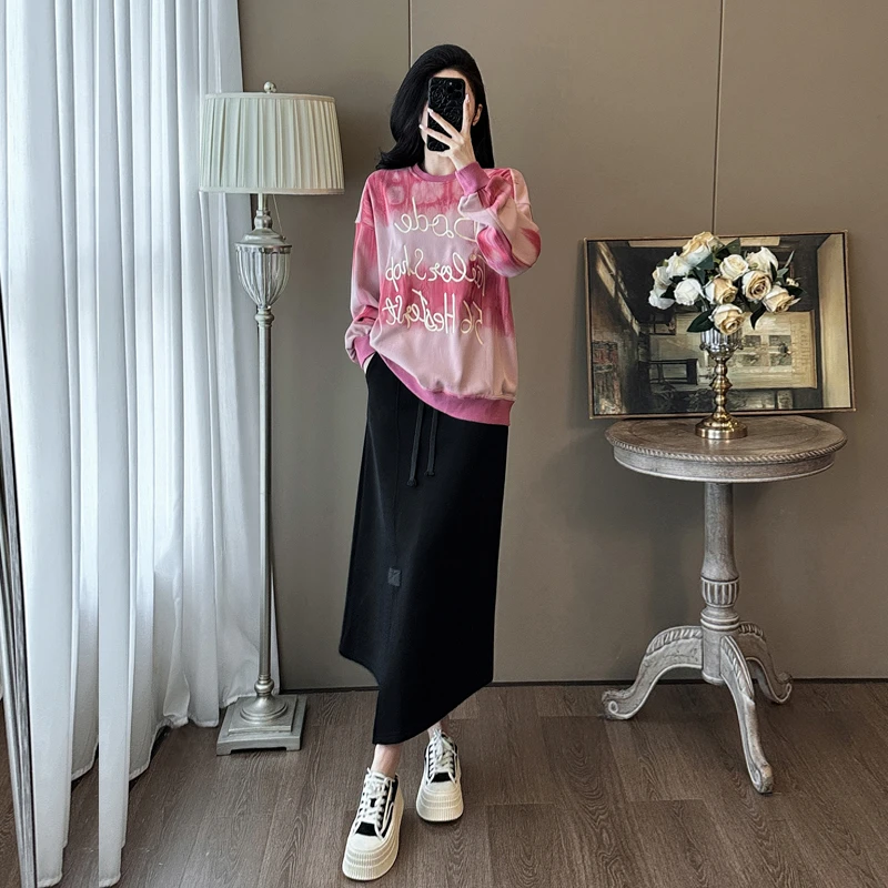 2025秋冬新款时尚休闲套装女修身显瘦保暖卫衣半身裙舒适两件套潮