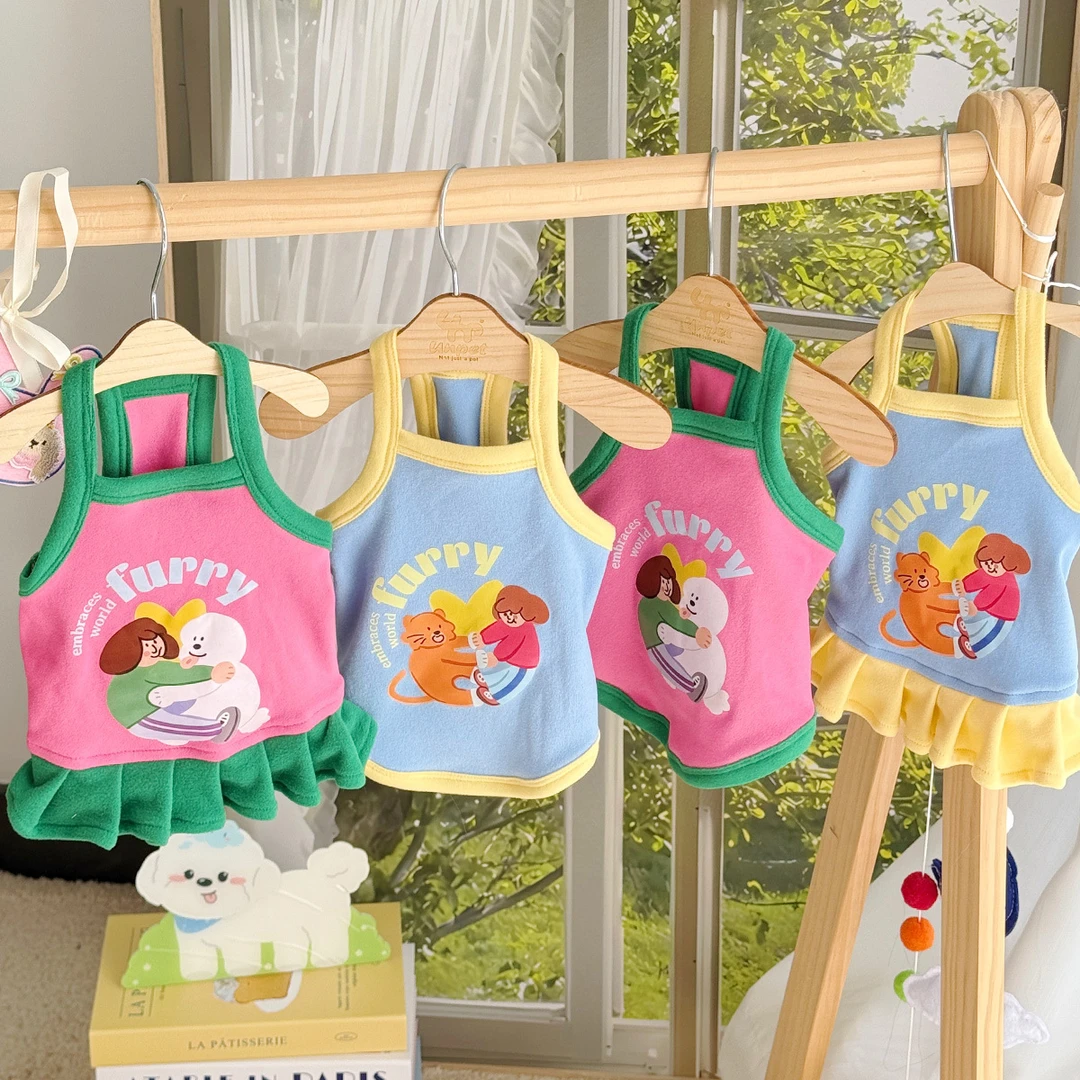 宠物猫咪狗狗衣服夏季薄款泰迪比熊小型犬小猫春夏装可爱吊带代发