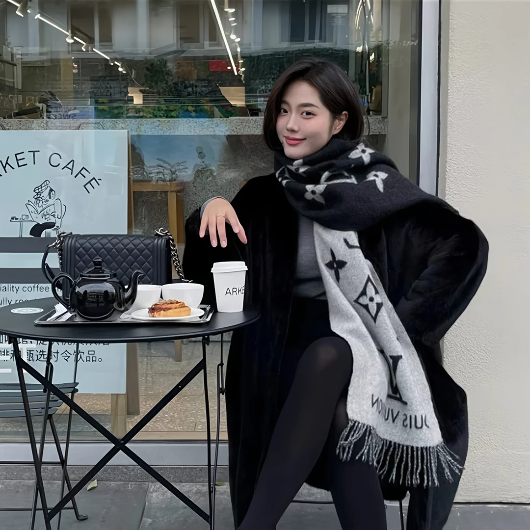 【鼎版100山羊绒全系列】L羊绒围巾经典百搭披肩保暖加厚款冬季围巾