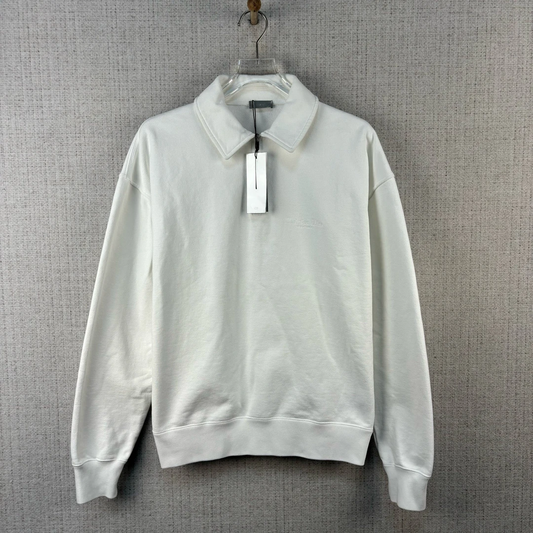 未使用 DIOR/迪奥 刺绣logo半拉链翻领卫衣/尺码S/全新/编号10076