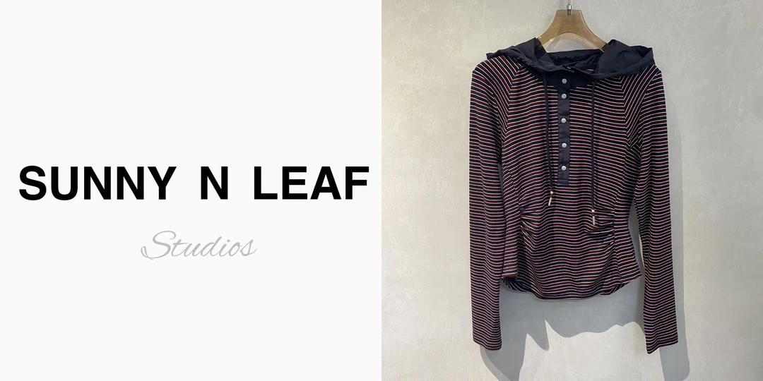 SUNNY N LEAF 连帽针织衫横条纹T恤上衣  WLLXD52701