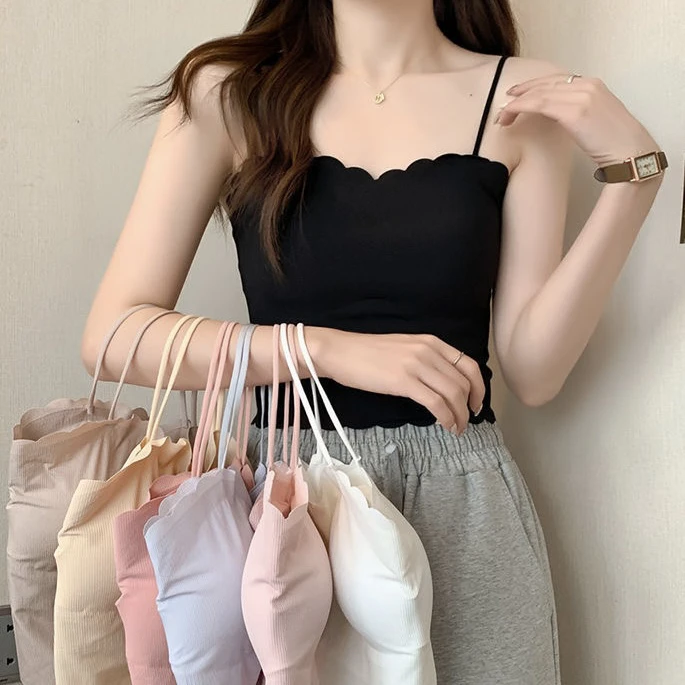 辣妹外穿吊带背心性感挂脖内搭美背短款抹胸上衣