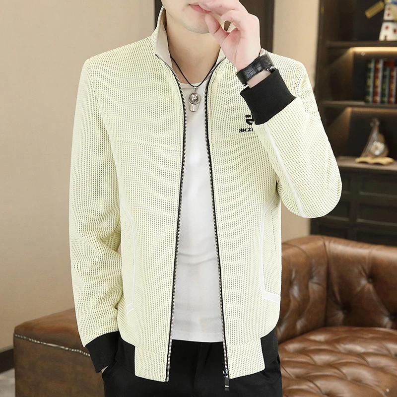 高档立领刺绣夹克外套男士春季新款潮流时尚百搭上衣品质男装502