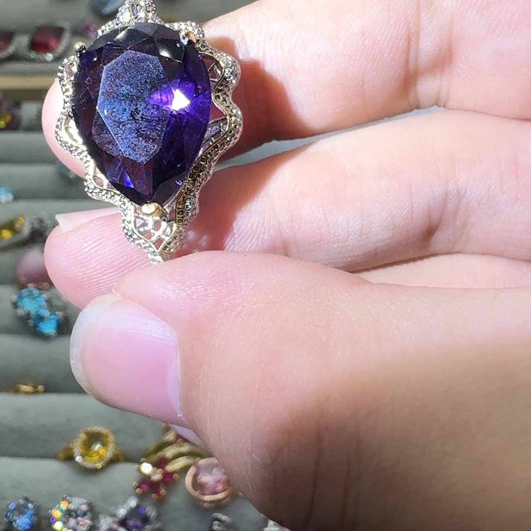 水晶戒指银S925镶嵌