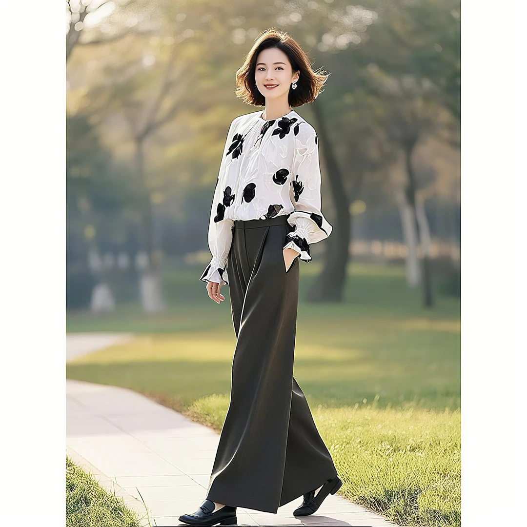 SS2268秋款时尚气质长袖衬衫女轻奢洋气减龄宽松显瘦女装上衣百搭