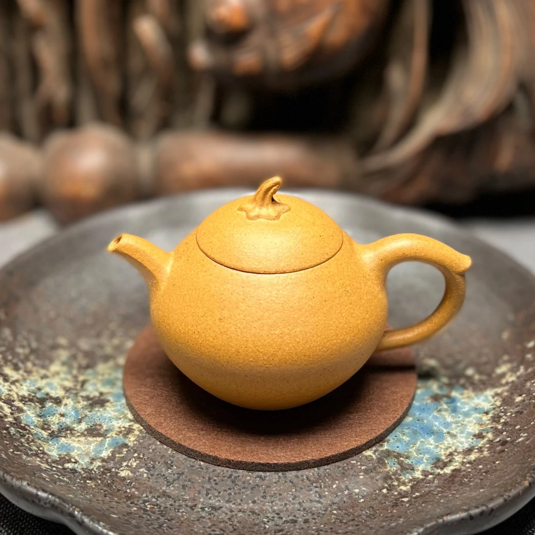 宜兴紫砂壶精工小品茄瓜壶105cc原矿黄金段泥纯手工中国风茶壶