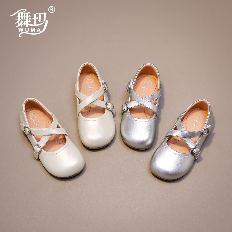 女童鞋子儿童豆豆鞋2025新款春夏女孩时尚软底皮鞋公主单鞋517012